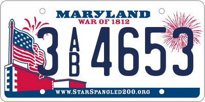 MD license plate 3AB4653