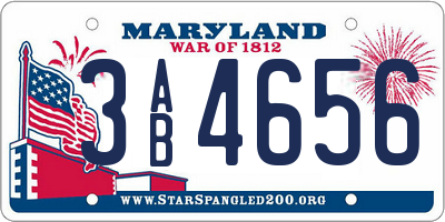 MD license plate 3AB4656