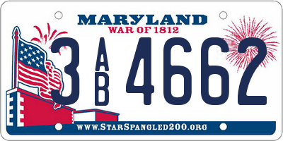 MD license plate 3AB4662