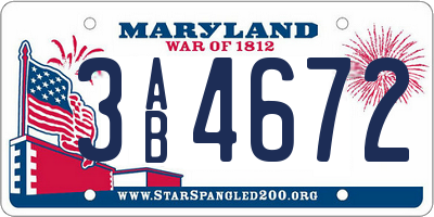 MD license plate 3AB4672