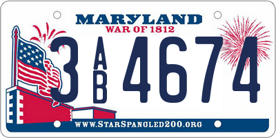 MD license plate 3AB4674