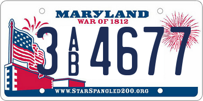 MD license plate 3AB4677