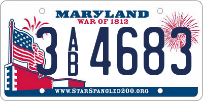 MD license plate 3AB4683