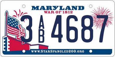 MD license plate 3AB4687