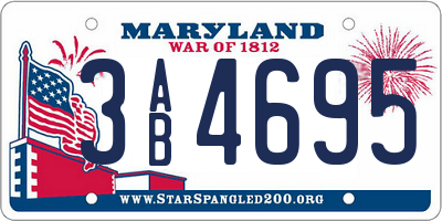 MD license plate 3AB4695