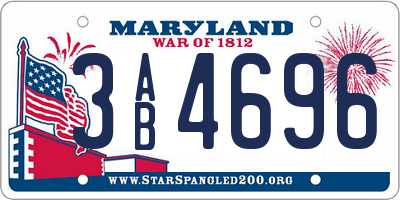MD license plate 3AB4696