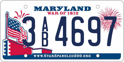MD license plate 3AB4697