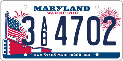 MD license plate 3AB4702