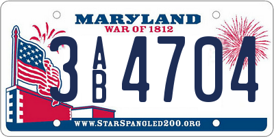 MD license plate 3AB4704