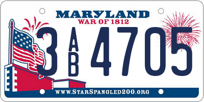 MD license plate 3AB4705