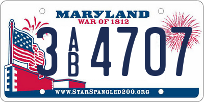 MD license plate 3AB4707