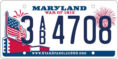 MD license plate 3AB4708