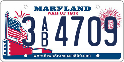 MD license plate 3AB4709