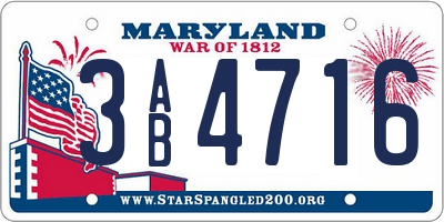 MD license plate 3AB4716