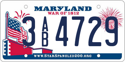 MD license plate 3AB4729