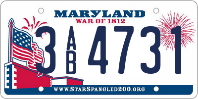 MD license plate 3AB4731