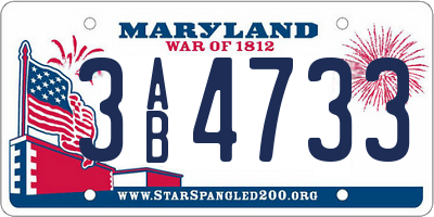 MD license plate 3AB4733