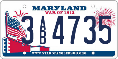 MD license plate 3AB4735