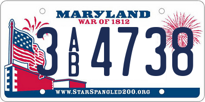 MD license plate 3AB4738