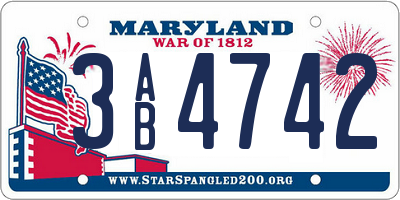MD license plate 3AB4742