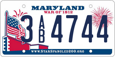 MD license plate 3AB4744