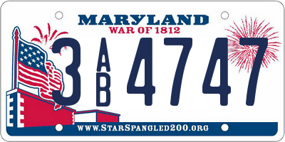 MD license plate 3AB4747