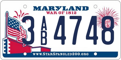 MD license plate 3AB4748