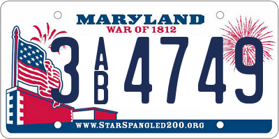 MD license plate 3AB4749