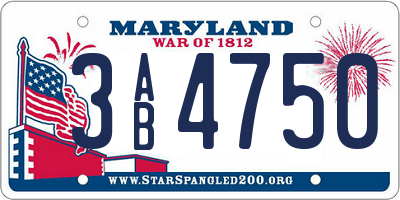 MD license plate 3AB4750