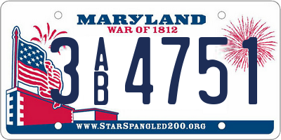 MD license plate 3AB4751