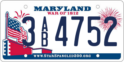 MD license plate 3AB4752
