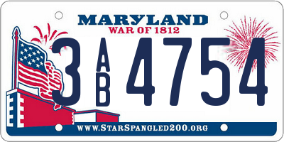 MD license plate 3AB4754