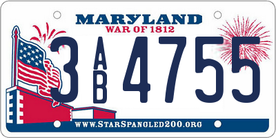 MD license plate 3AB4755