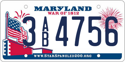MD license plate 3AB4756