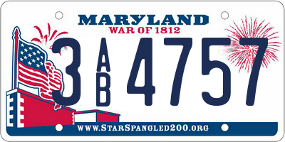 MD license plate 3AB4757