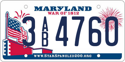 MD license plate 3AB4760