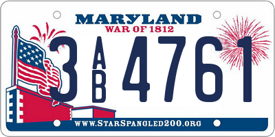 MD license plate 3AB4761