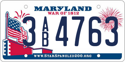 MD license plate 3AB4763