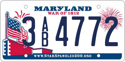 MD license plate 3AB4772