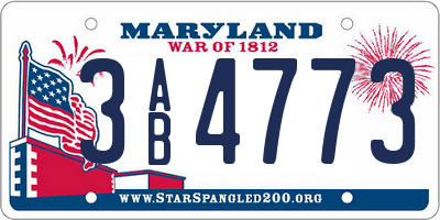 MD license plate 3AB4773