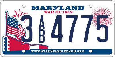 MD license plate 3AB4775