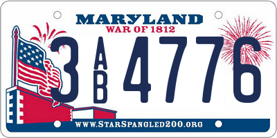 MD license plate 3AB4776