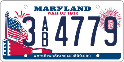 MD license plate 3AB4779