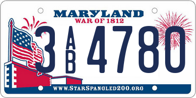 MD license plate 3AB4780