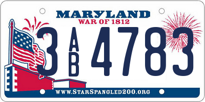 MD license plate 3AB4783