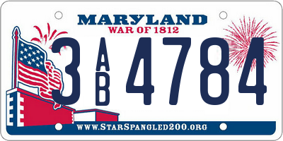 MD license plate 3AB4784