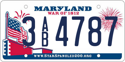 MD license plate 3AB4787