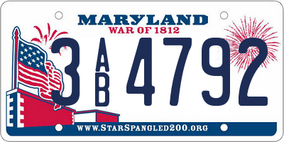 MD license plate 3AB4792