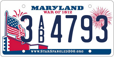 MD license plate 3AB4793