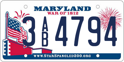 MD license plate 3AB4794